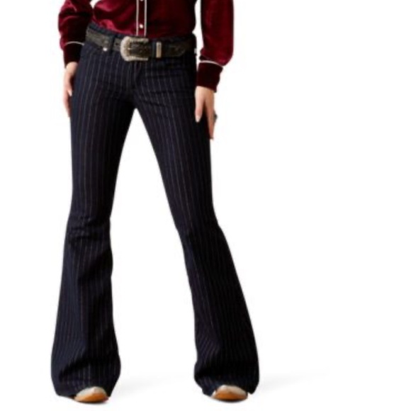 Ariat | Silver Stripe Rinse Jasmine Perfect Rise Flare Womens Jeans size 18R - Picture 10 of 10